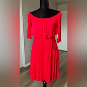 Annabelle Bold Red Off-Shoulder Dress